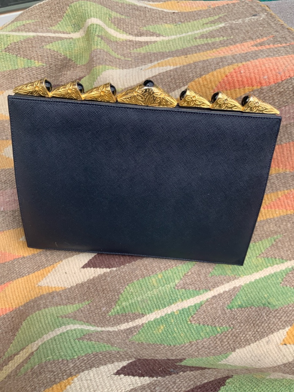 Prestige Vintage Clutch SAFFIANO leather Rare Dark Navy/Black